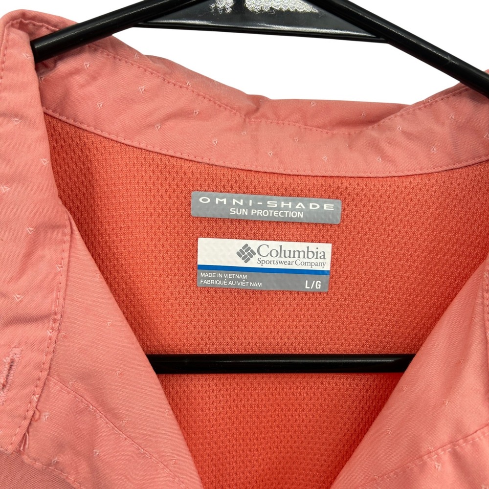 Columbia Omni Shade Sun Protection Shirt Womens L Coral Hiking Fishing Gorpcore - Picture 2 of 10